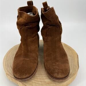 Vintage Frye Slouchy Ankle Boots SZ 6 Brown Suede Boho Bohemian Chic Western